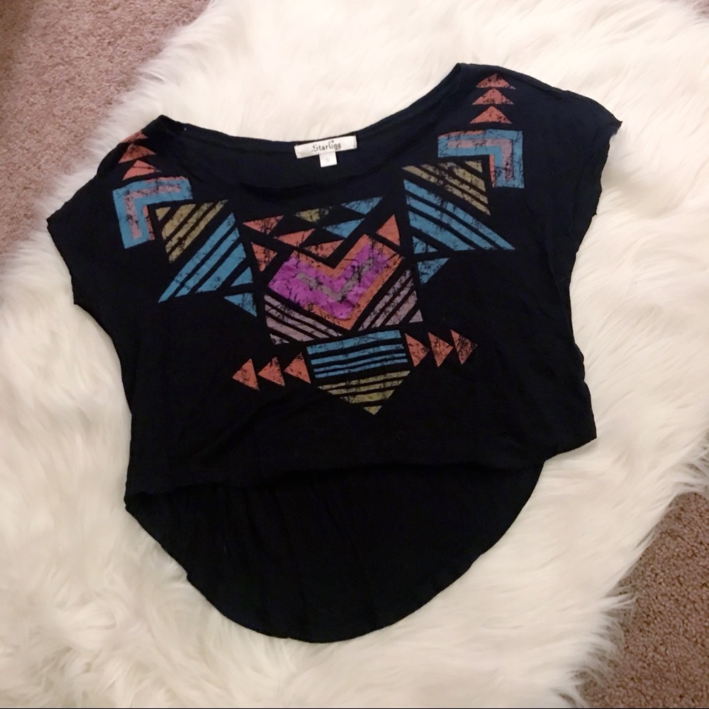 Geometric crop top tee colorful